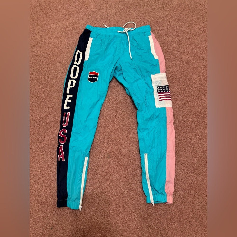 Small dope track pants vintage 80s rave festival athletic y2k drawstring skinny